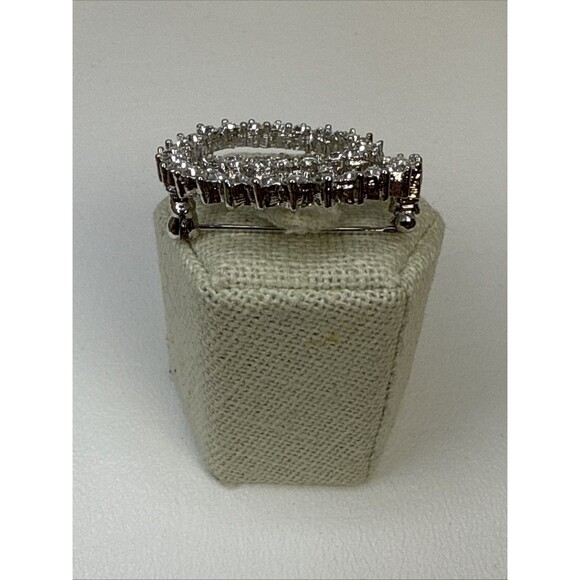 Nolan Miller Crystal Rhinestone Circle Swirl Eternity Brooch Pin Silver Tone Vtg - Picture 3 of 8